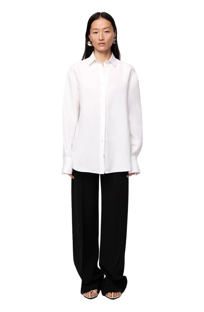 Another Tomorrow LINEN OVERSIZED MENS SHIRT, Alternate, color, White