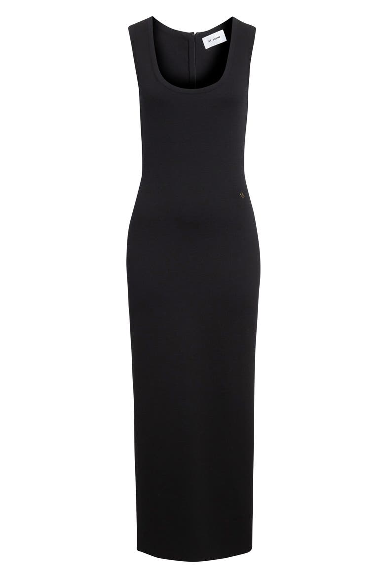 Signature Double Face Wool Blend Milano Stitch Sweater Dress, Alternate, color, BLACK
