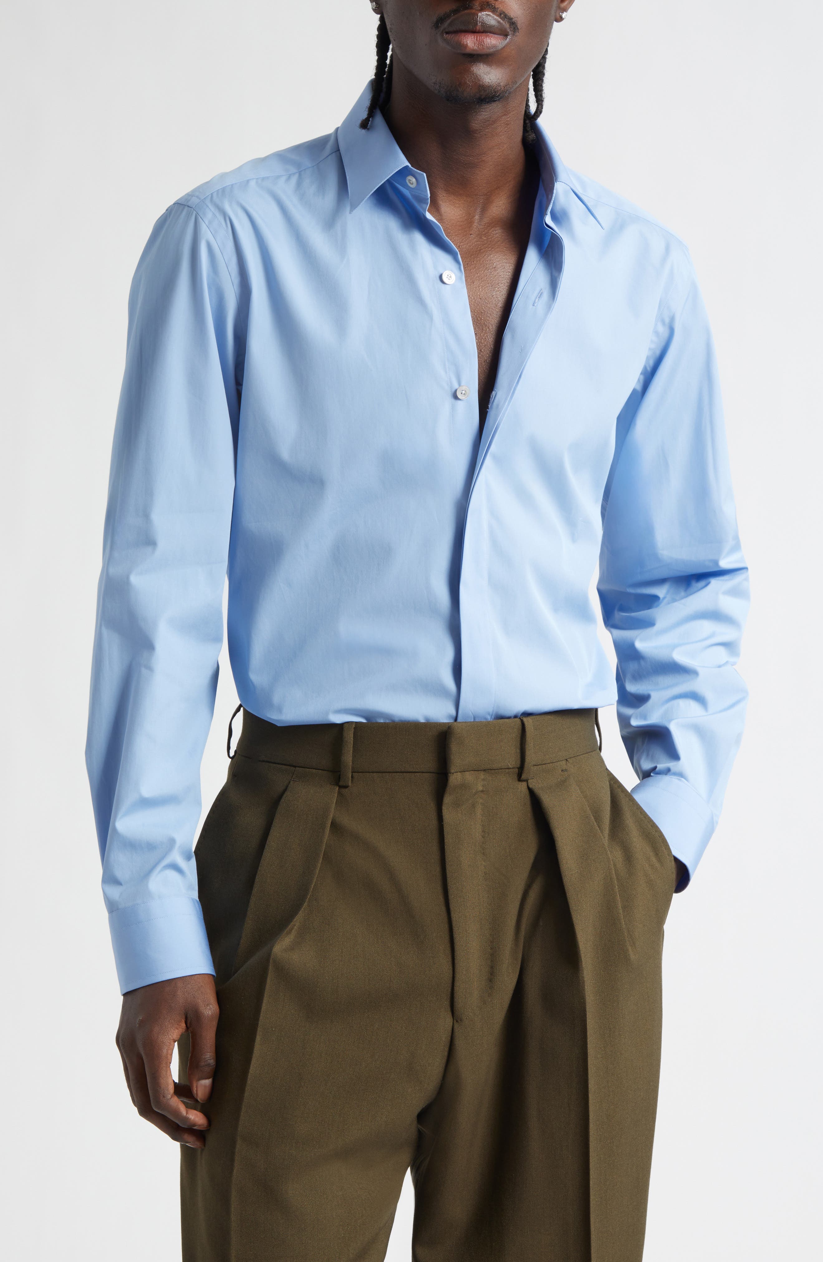 Cotton Poplin Button-Up Shirt