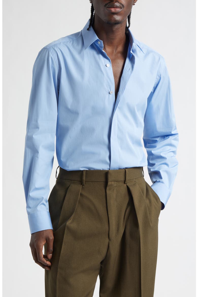 Cotton Poplin Button-Up Shirt, Main, color, PALE SKY