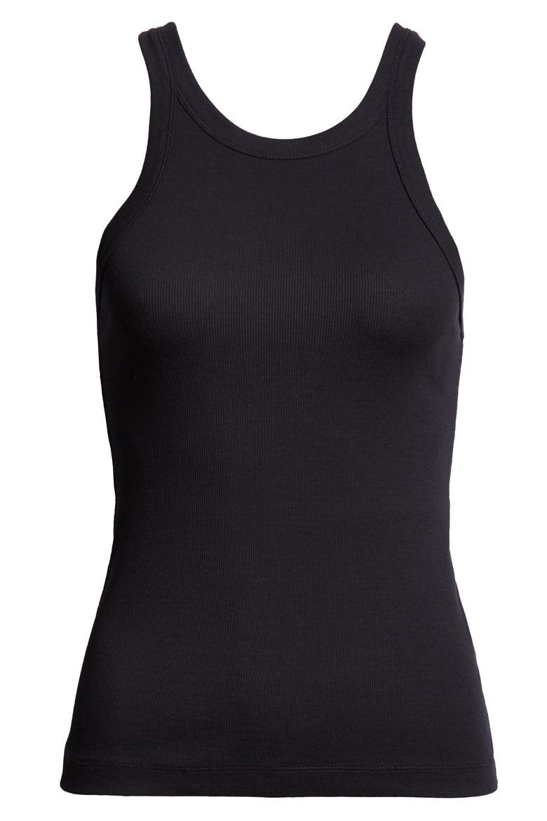 Totême Espera Rib Stretch Organic Cotton Tank, Alternate, color, BLACK