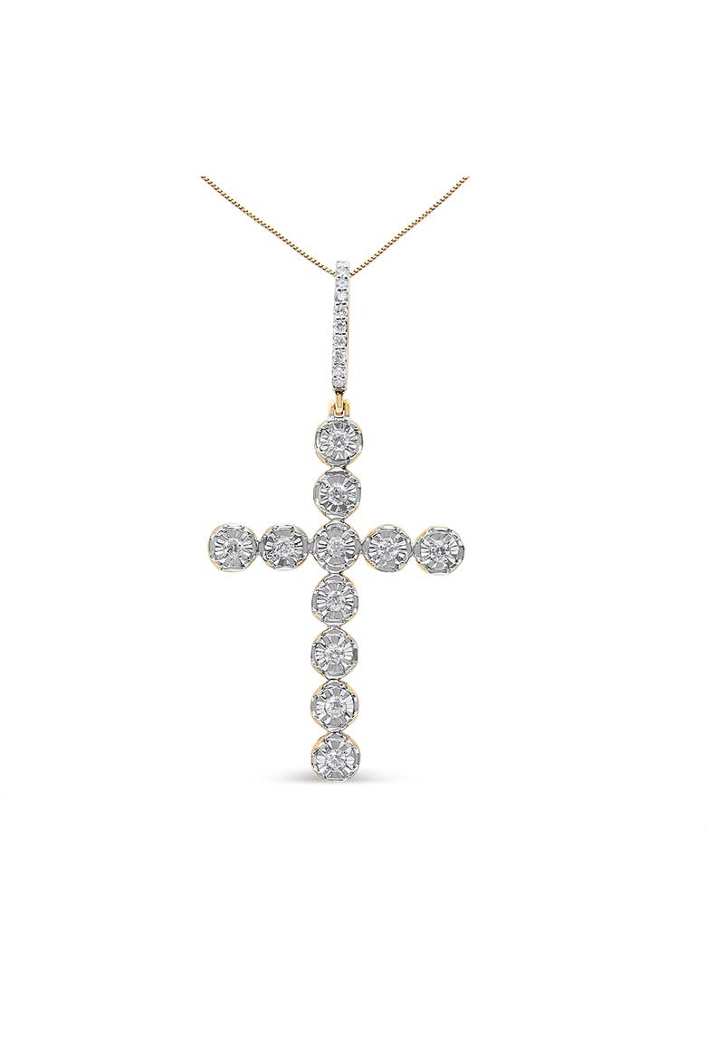 10K Yellow Gold 5/8 Cttw Diamond Link Cross Pendant Necklace for Men - NO CHAIN, Main, color, Yellow