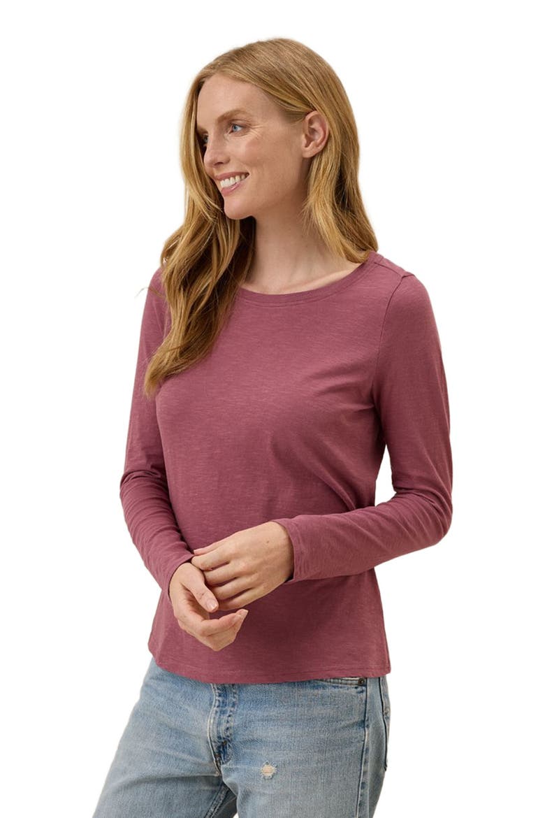 Organic Cotton Featherweight Slub Long Sleeve Tee, Alternate, color, Mauve