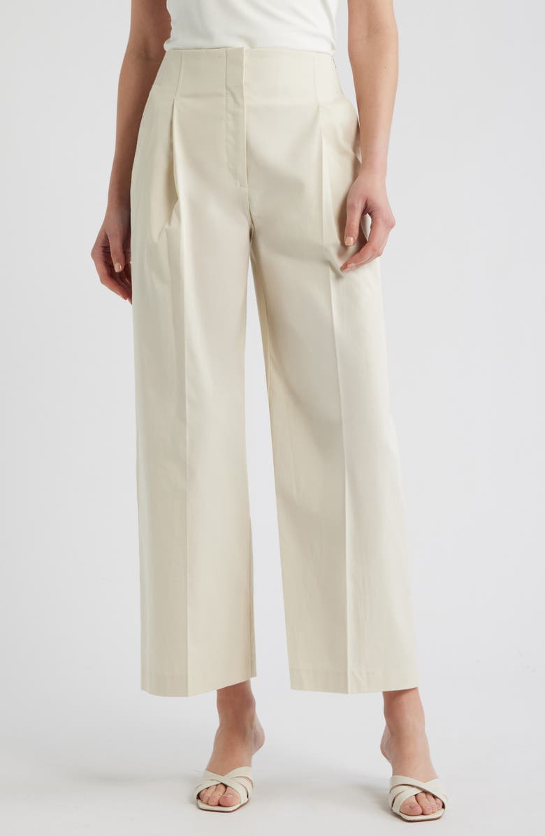 BOSS Tulotta Pleated High Waist Wide Leg Pants, Main, color, Light Pumice