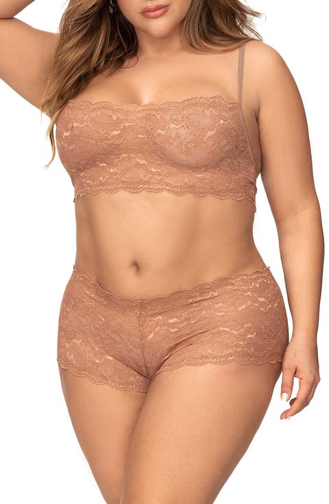 Lace Bralette & Boyshorts Set (Plus)