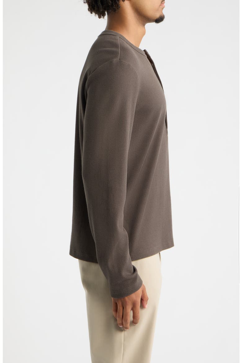 Fitted Long Sleeve Stretch Cotton Rib Henley, Alternate, color, GREY HARBOR