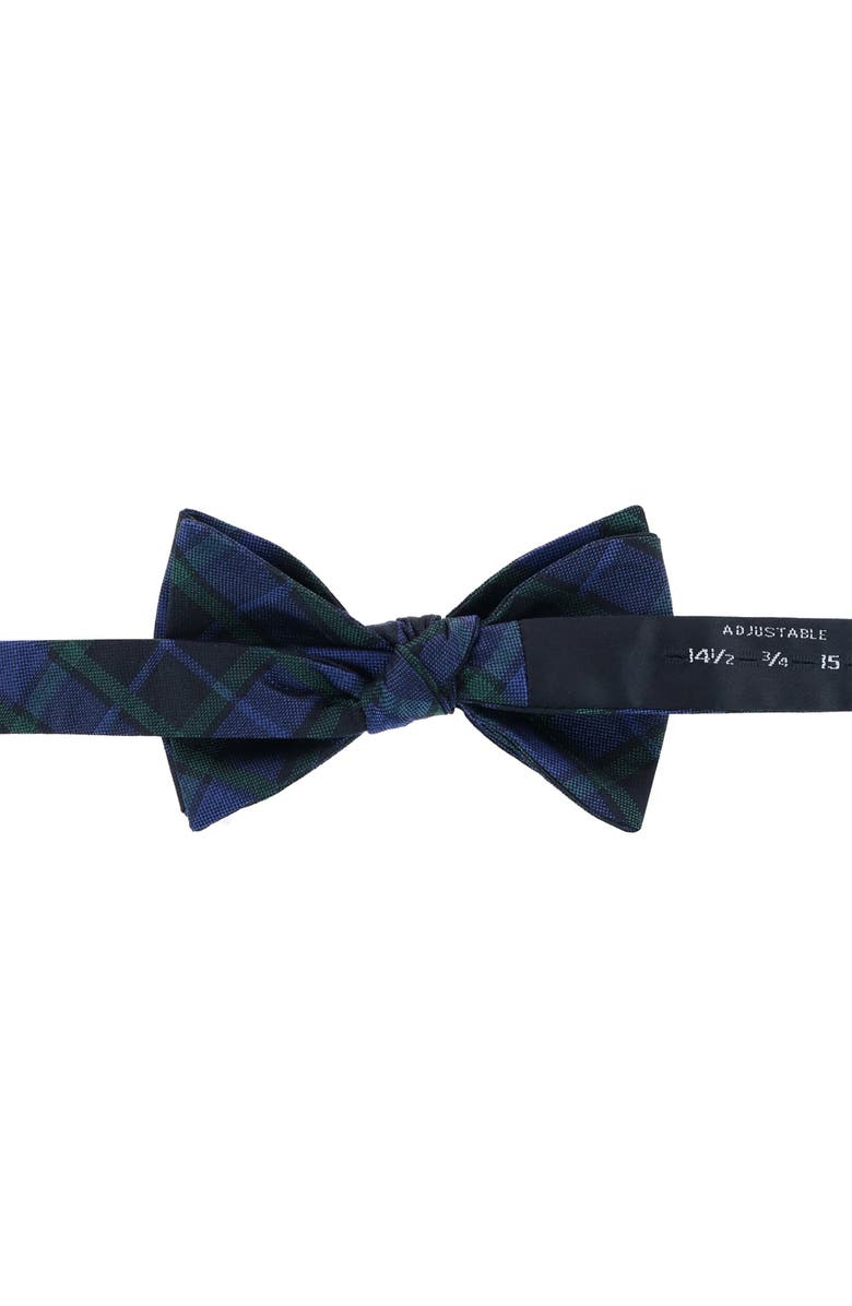 Trafalgar Ives Plaid Silk Bow Tie, Alternate, color, Green