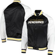 Mitchell & Ness Men's Mitchell & Ness Black/White Pittsburgh Penguins Primetime Raglan Satin Full-Snap Jacket