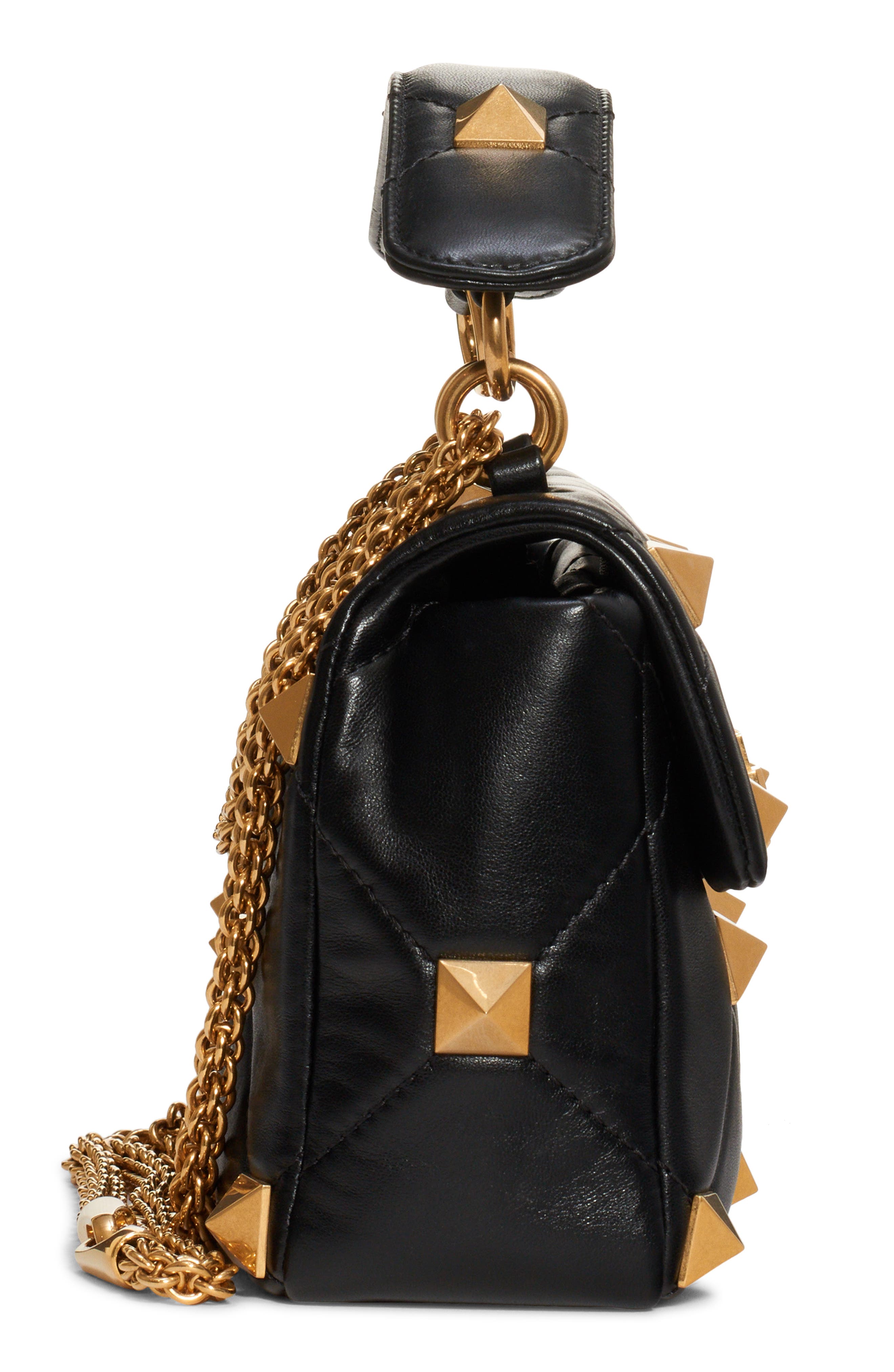 Valentino Garavani Medium Roman Stud Matelassé Leather Shoulder Bag, Alternate, color, 