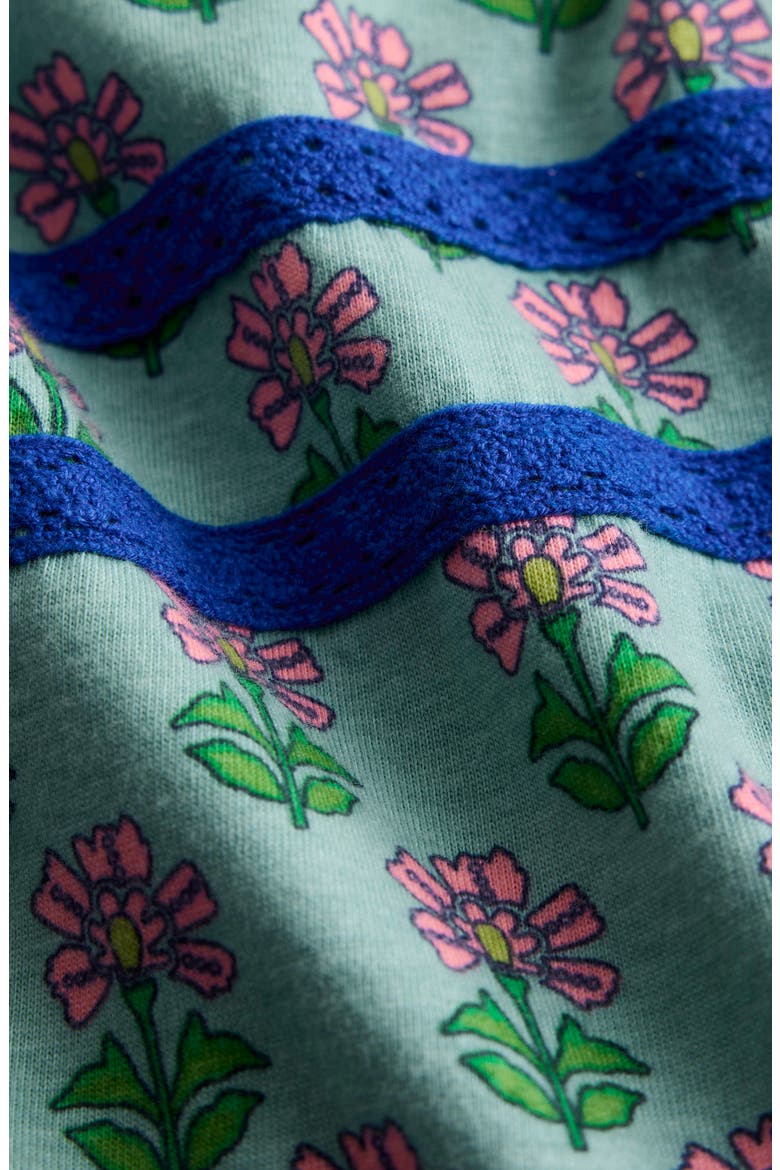 Kids' Floral Print Cotton Jersey Dress, Alternate, color, BRIGHT BLUE WOODBLOCK FLOWER
