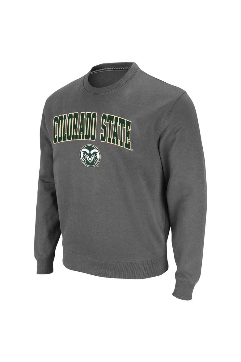 Men's Colosseum Charcoal Colorado State Rams Arch & Logo Tackle Twill Pullover Sweatshirt, Alternate, color, Charcoal
