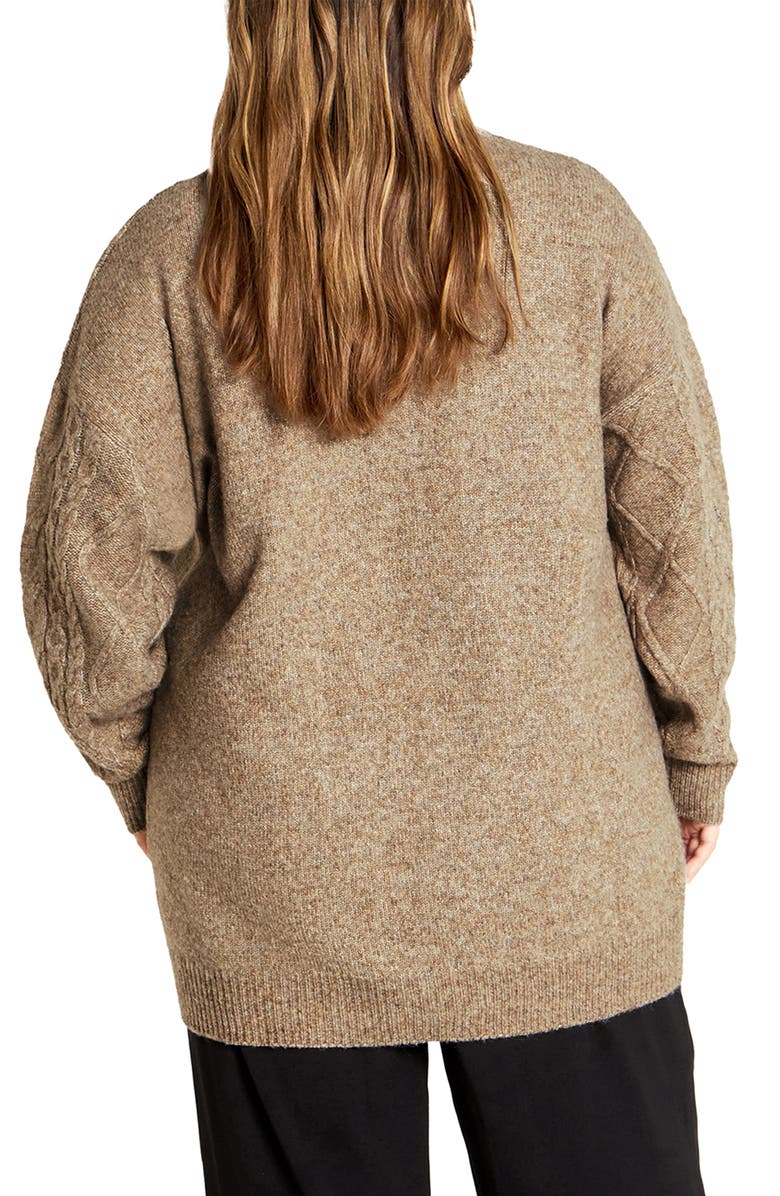 City Chic Jojo Oversize Fisherman Sweater, Alternate, color, Biscuit
