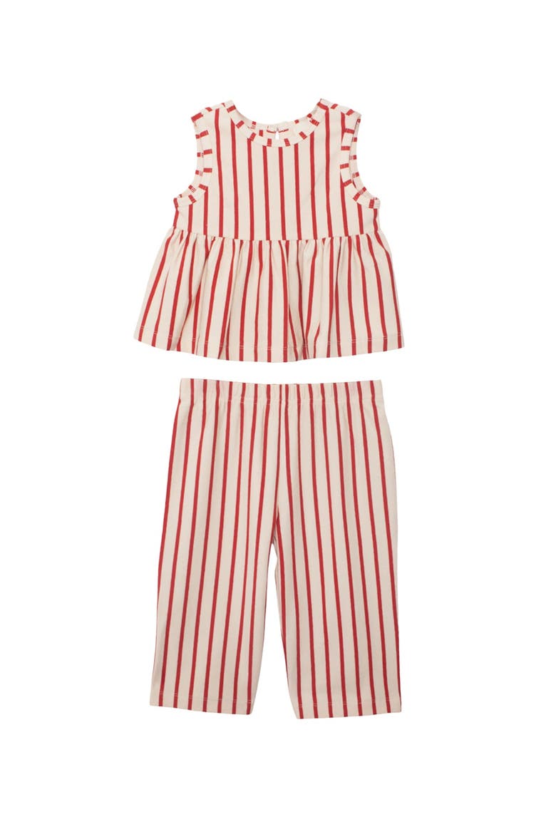 Terracotta Stripe Sleeveless Two Piece Set, Main, color, Red
