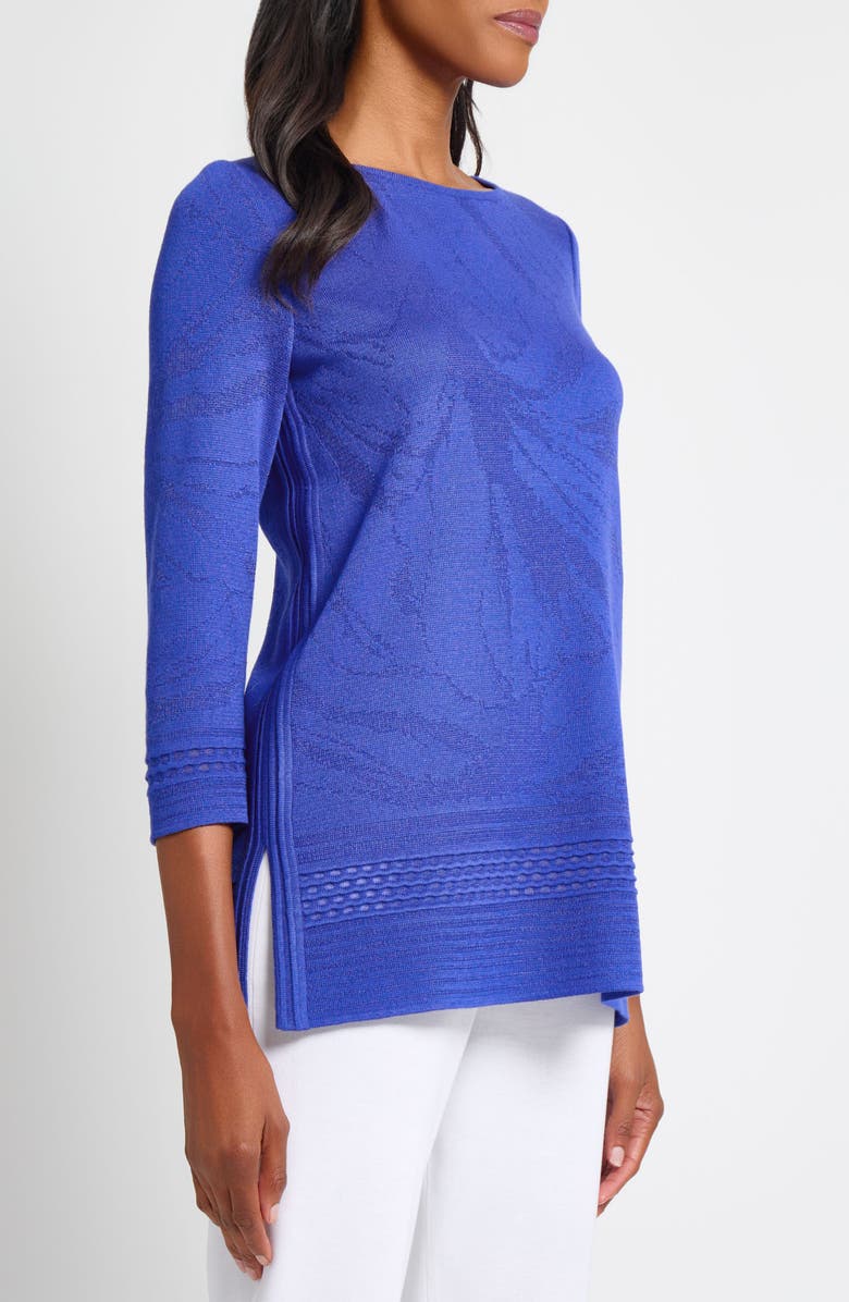 Ming Wang Burnout Floral Tunic Top, Alternate, color, Sapphire Sea