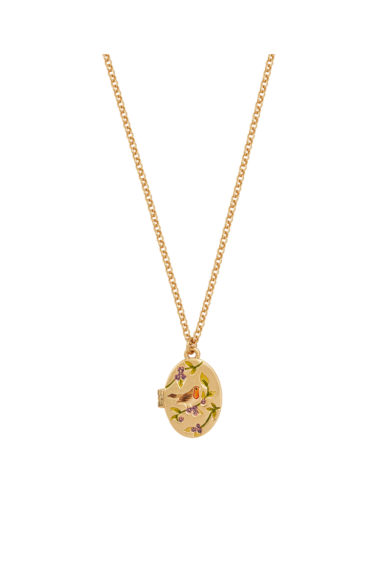 Fable England Robin & Blackberry Gold Locket Chain Necklace, Main, color, Gold