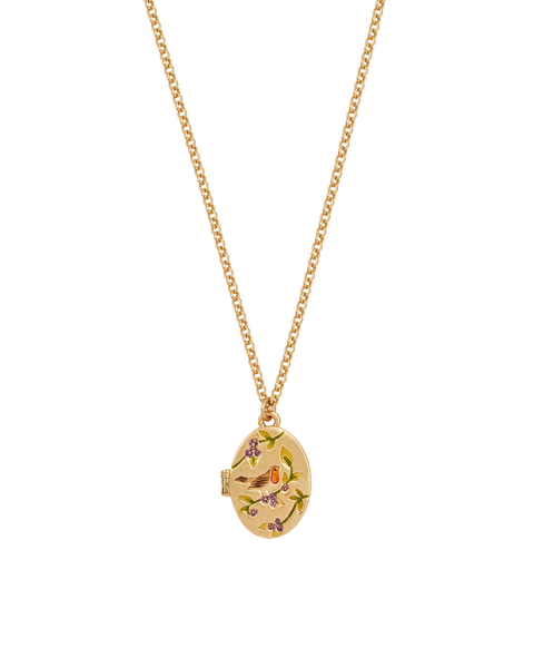 Robin & Blackberry Gold Locket Chain Necklace