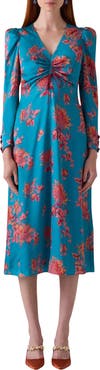 LK Bennett Celeste Floral Print Long Sleeve Midi Dress
