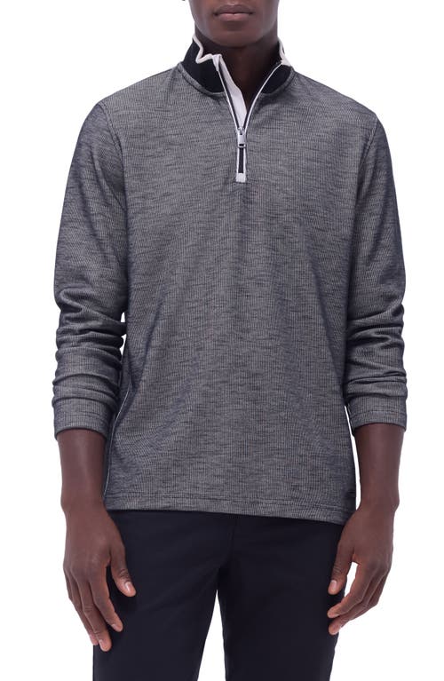 Bugatchi Quarter Zip Performance Pullover In Black