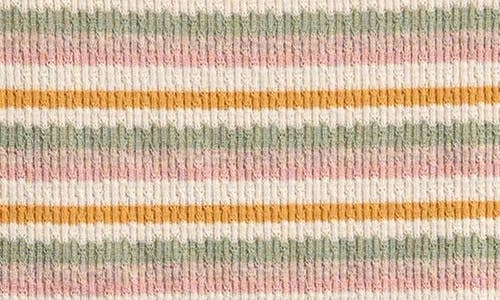 Shop Good Luck Girl Kids' Stripe Knit Top & Ruffled Skirt Set In Pink/sage Stripe