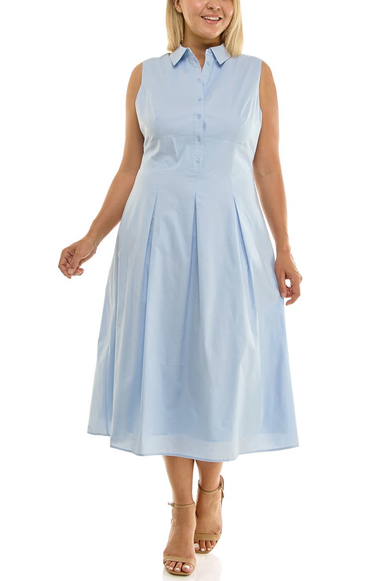 Sleeveless Poplin Midi Shirtdress, Alternate, color, BLUE AURA