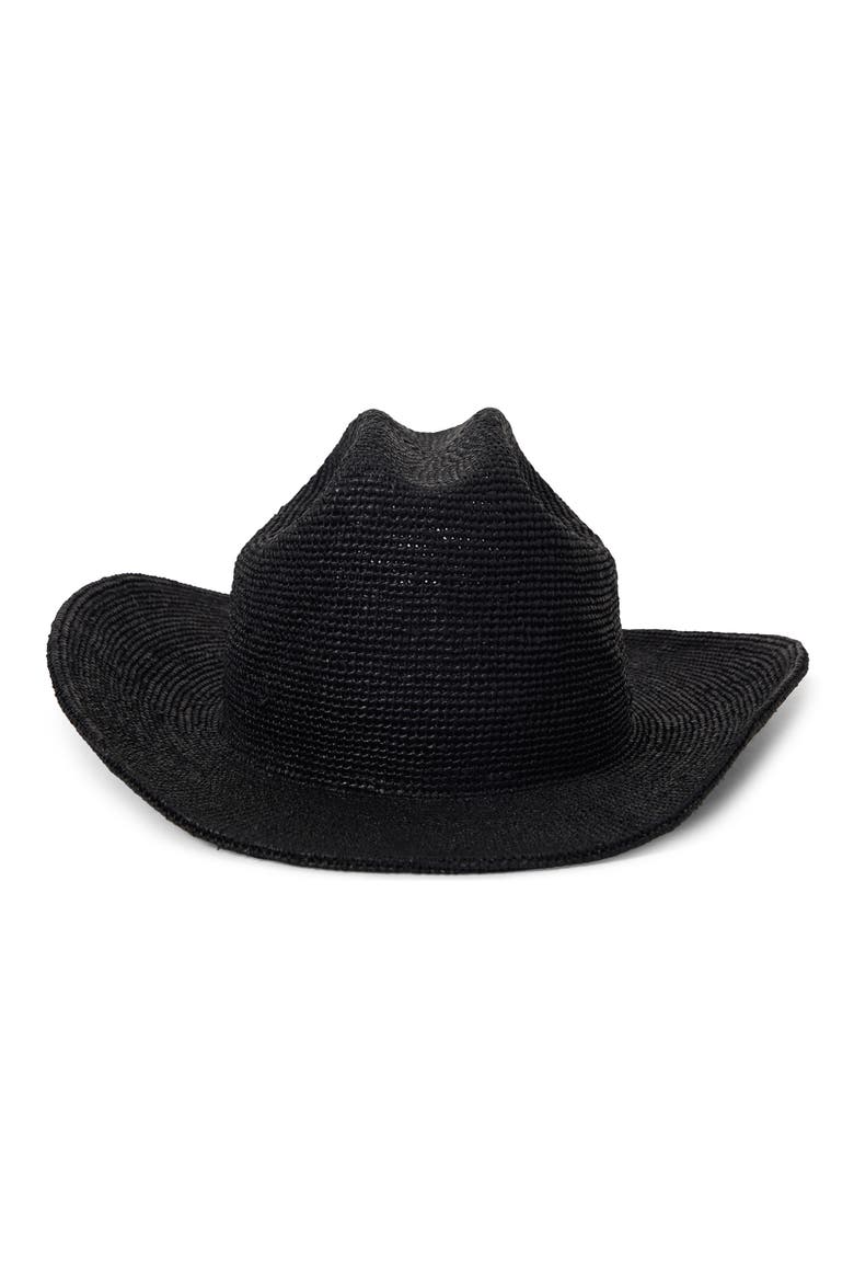 Odessa Packable Straw Cowboy Hat, Alternate, color, BLACK