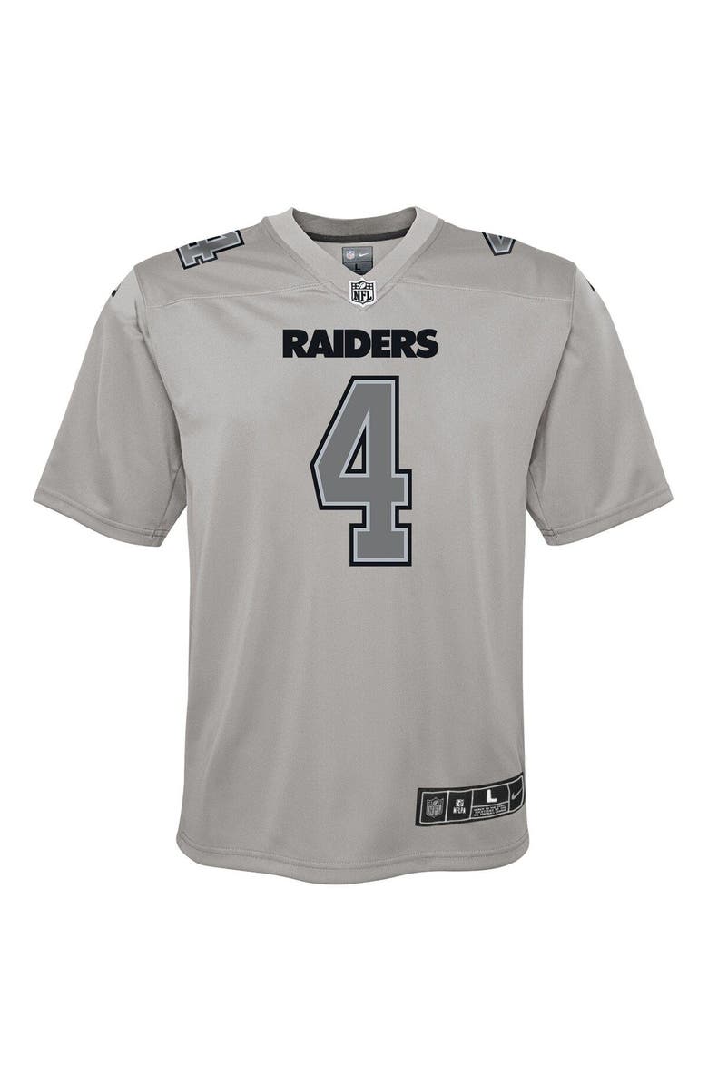 Nike Youth Nike Derek Carr Gray Las Vegas Raiders Atmosphere Game Jersey, Alternate, color, 