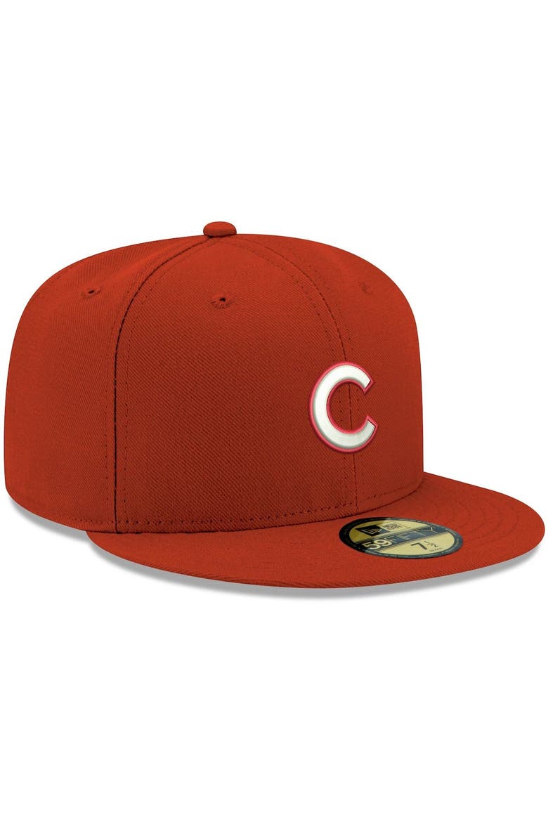 Men's New Era Red Chicago Cubs White Logo 59FIFTY Fitted Hat, Alternate, color, Red