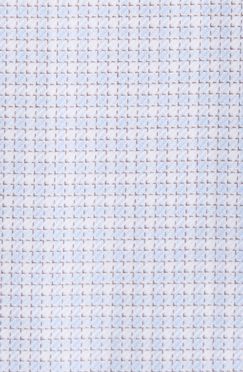 Nordstrom Trim Fit Check Premium Non Iron Cotton Button-Up Shirt, Alternate, color, Blue Marzano Texture