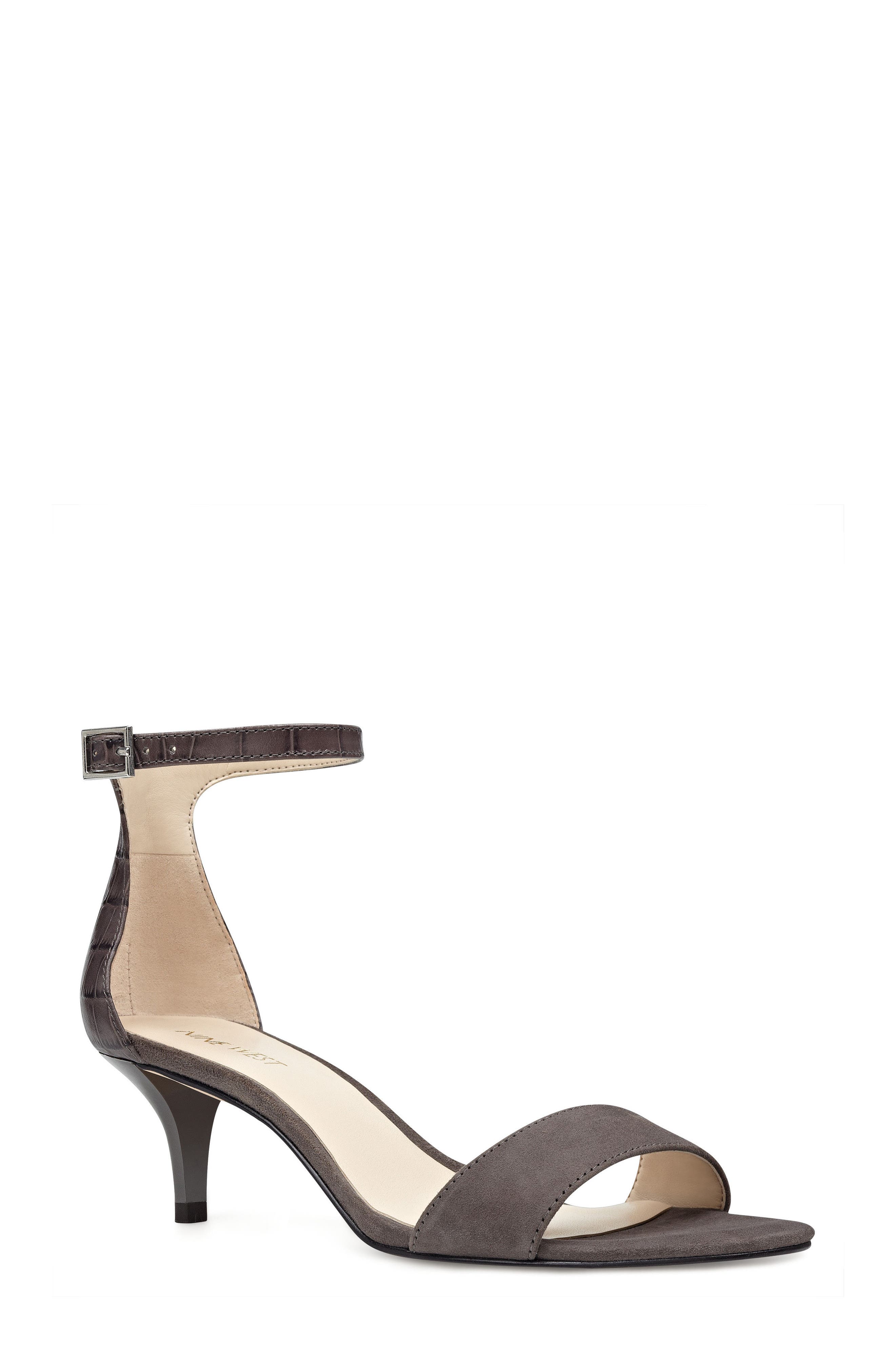 'Leisa' Ankle Strap Sandal, Main, color, DARK GREY SUEDE
