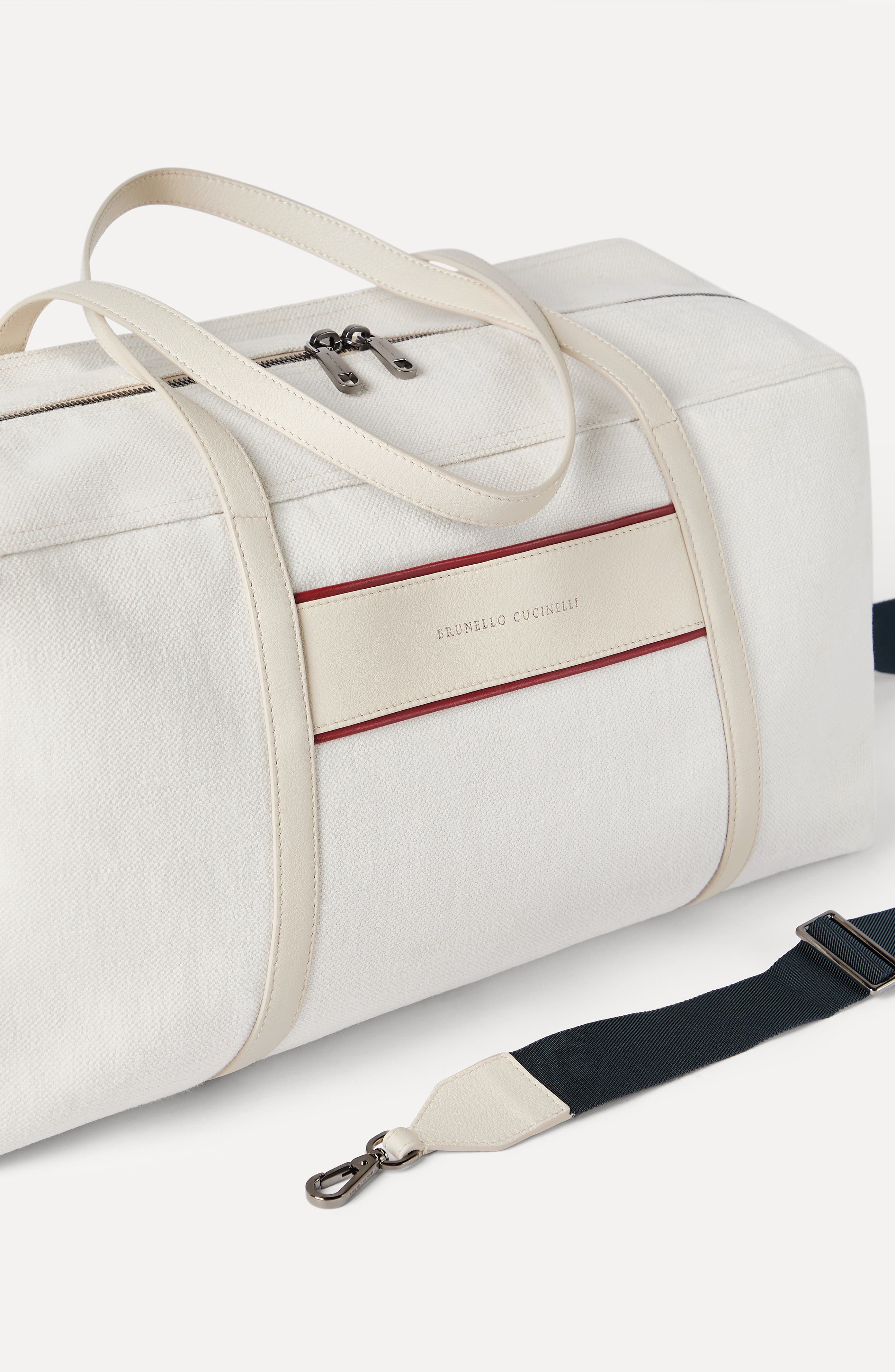 Brunello Cucinelli Canvas bag with logo, Alternate, color, Silver