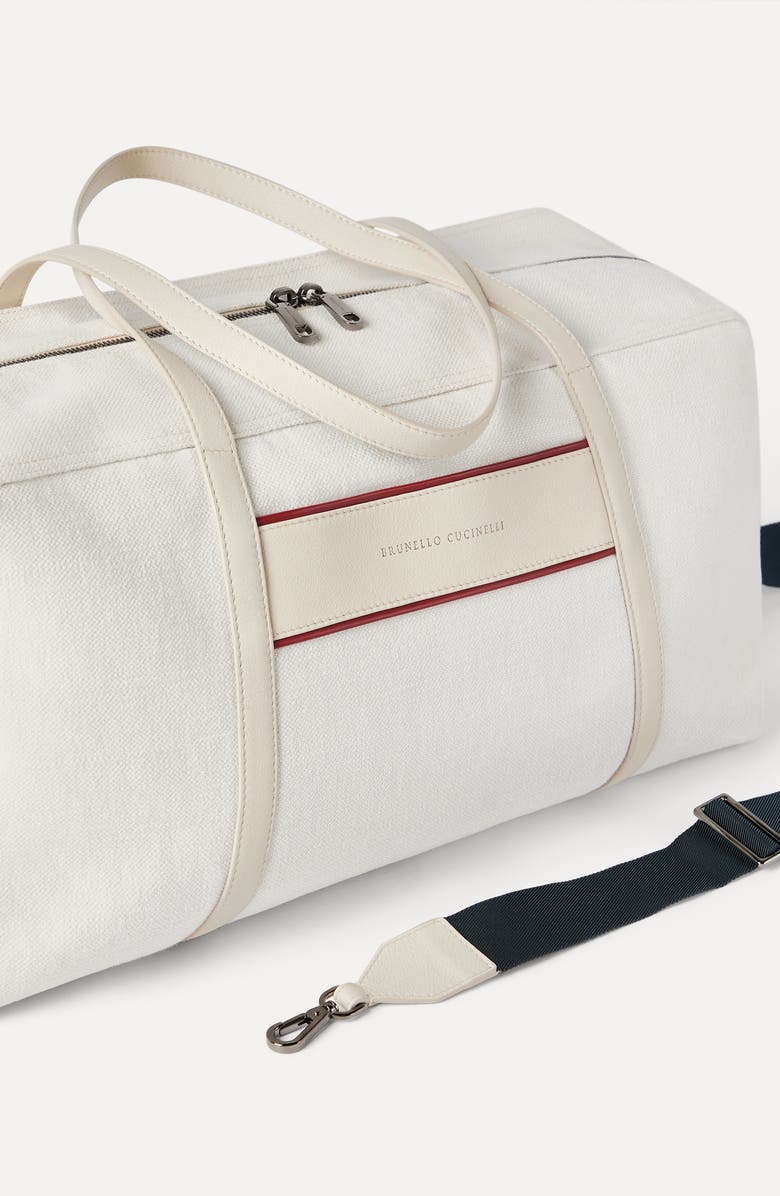 Brunello Cucinelli Canvas bag with logo, Alternate, color, Silver