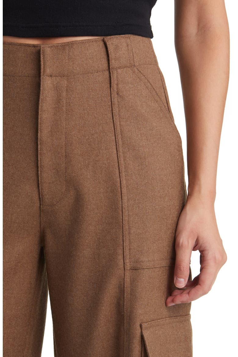 x EmRata Amia Wide Leg Wool Cargo Pants, Alternate, color, UMBER