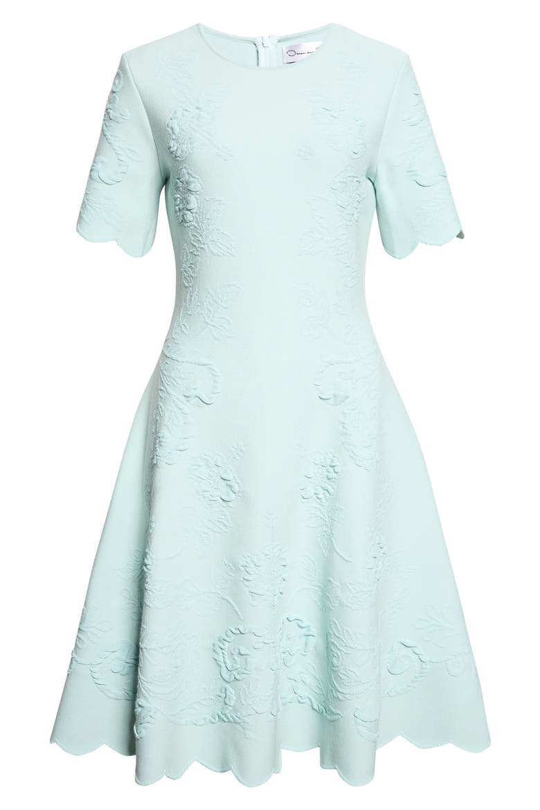 Hibiscus Jacquard Knit Fit & Flare Dress, Alternate, color, SALTWATER
