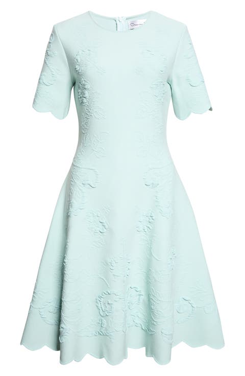 Hibiscus Jacquard Knit Fit & Flare Dress