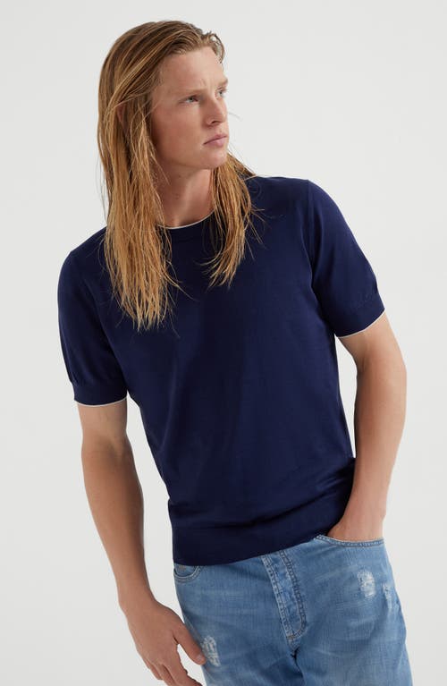 Brunello Cucinelli Men Cotton T-shirt In Azure