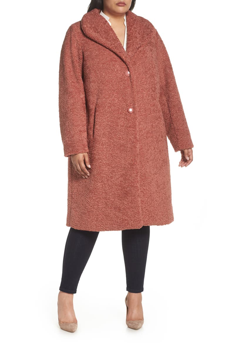 Faux Fur Coat, Alternate, color, ROSE