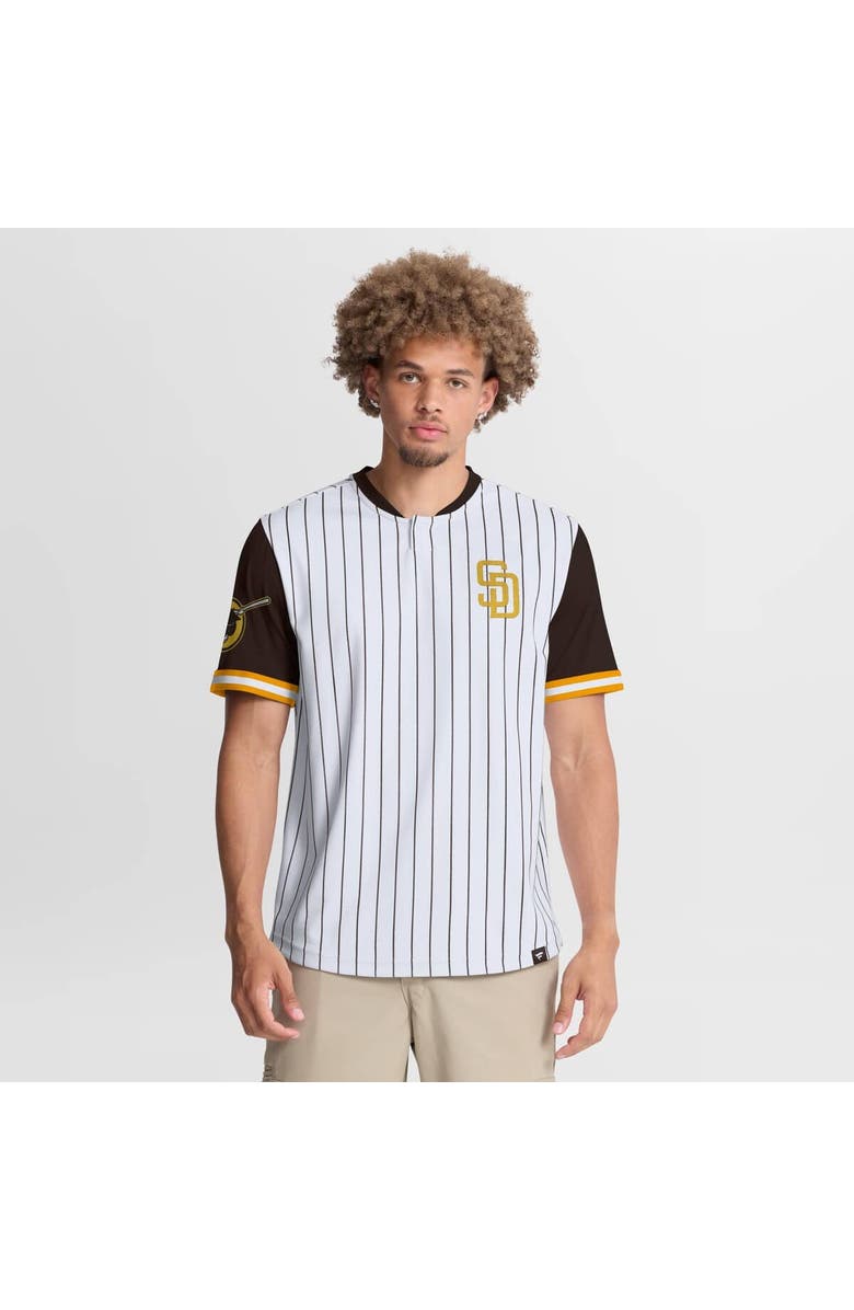 FANATICS Men's Fanatics White/Brown San Diego Padres Pinstripe Walk Off Shirt, Main, color, White