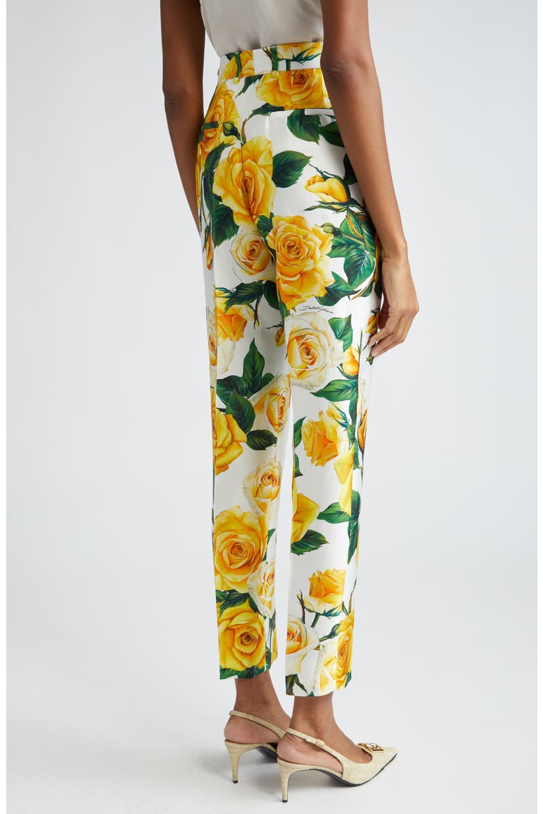 Rose Print Ankle Trousers, Alternate, color, ROSE GIALLE