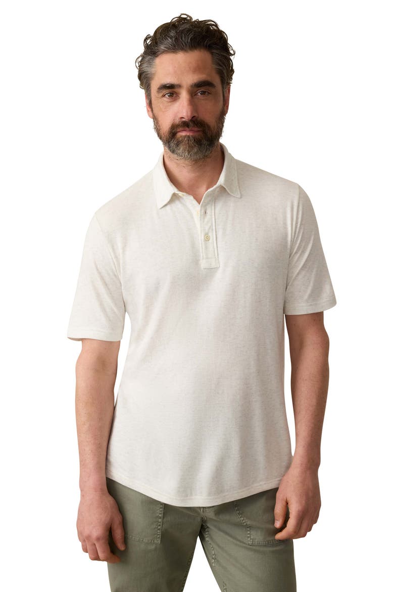 Cloud Cotton Blend Polo, Alternate, color, IVORY HEATHER
