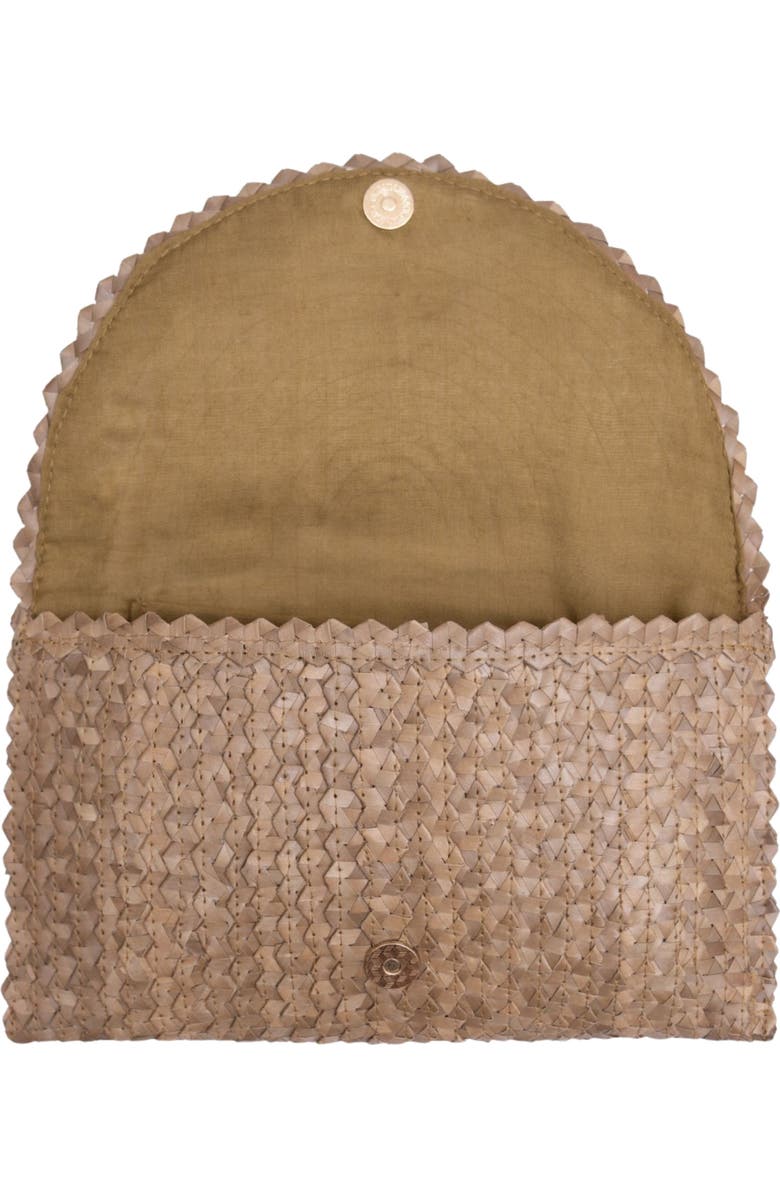 Jelavu Coco Seashell Trim Raffia Clutch, Alternate, color, Natural