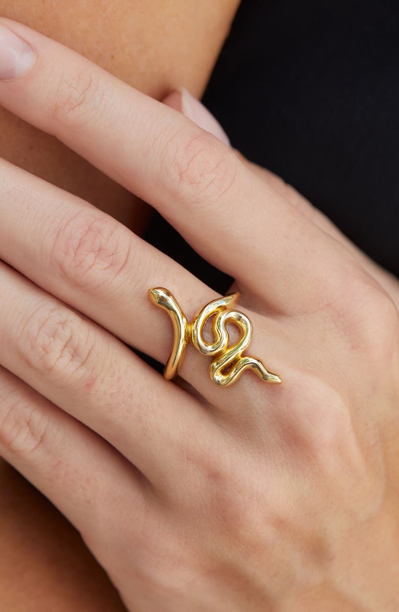 SAVVY CIE JEWELS 18K Yellow Gold Vermeil Snake Ring, Alternate, color,