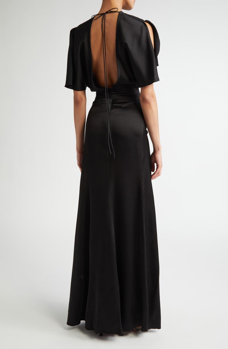 Victoria Beckham Gathered Waist Crepe Back Satin Gown, Alternate, color, 