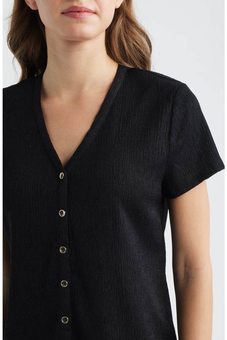 Crepe Button-Up Shirt, Alternate, color, ANNE BLACK