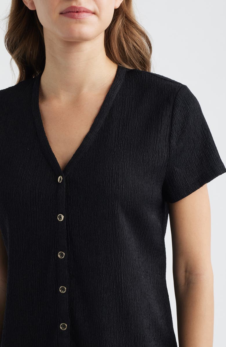 AK ANNE KLEIN Crepe Button-Up Shirt, Alternate, color, 