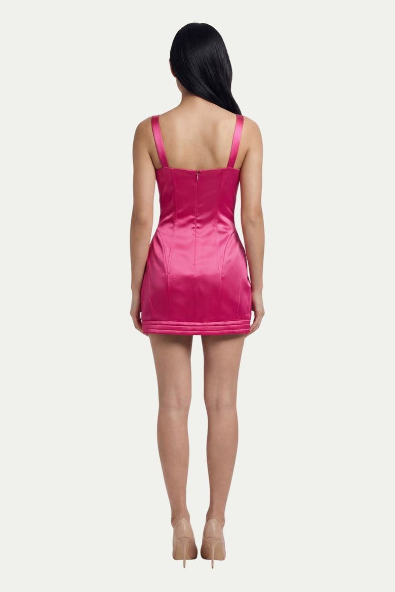 Premium Panelled Bonded Satin Dress, Alternate, color, Fuchsia