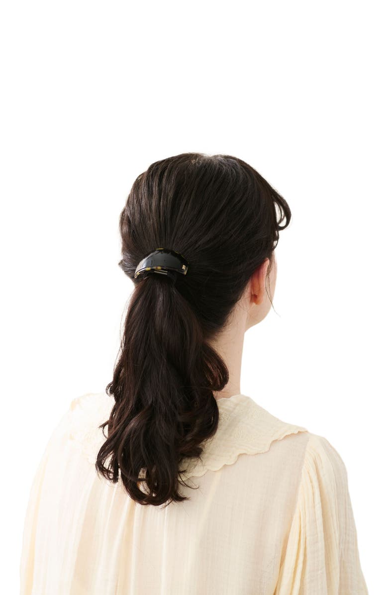 Alexandre de Paris Notre Dame Acetate Hair Tie, Alternate, color, Black Tortoise