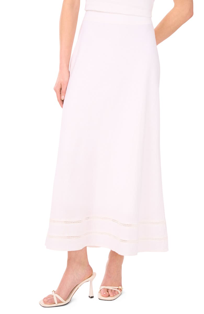 Halogen<sup>®</sup> Ladder Stitch Accent Bias Cut Linen Blend Midi Skirt, Main, color,