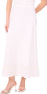 Halogen® Ladder Stitch Accent Bias Cut Linen Blend Midi Skirt