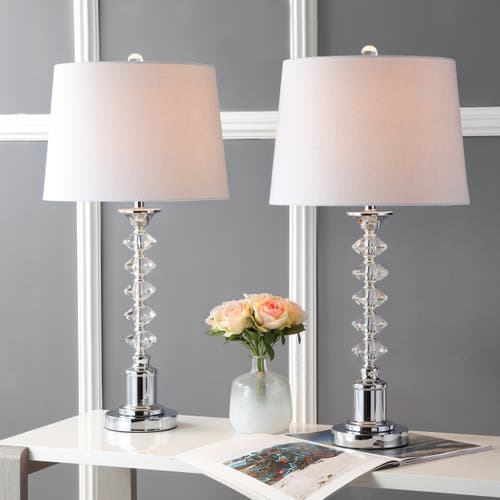Jonathan Y Kinsley 28" Crystal Led Table Lamp, Clear/chrome In Clear/chrome