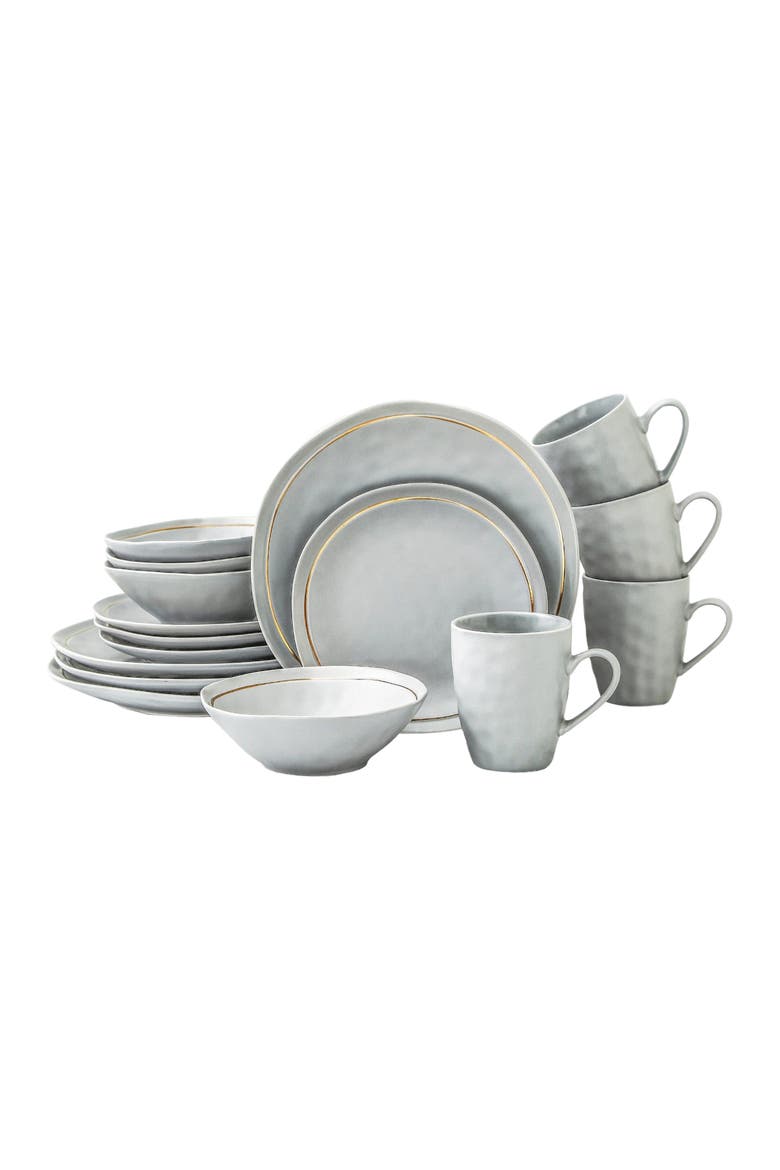 Clara Porcelain 16-Piece Dinnerware Set, Main, color, Gray